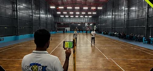 Indoor hall with a SkorX scorer