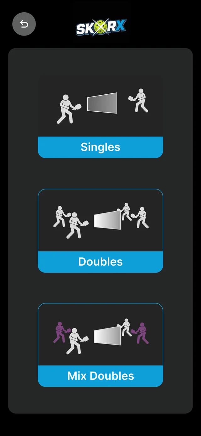 Choose singles, doubles or mixed doubles